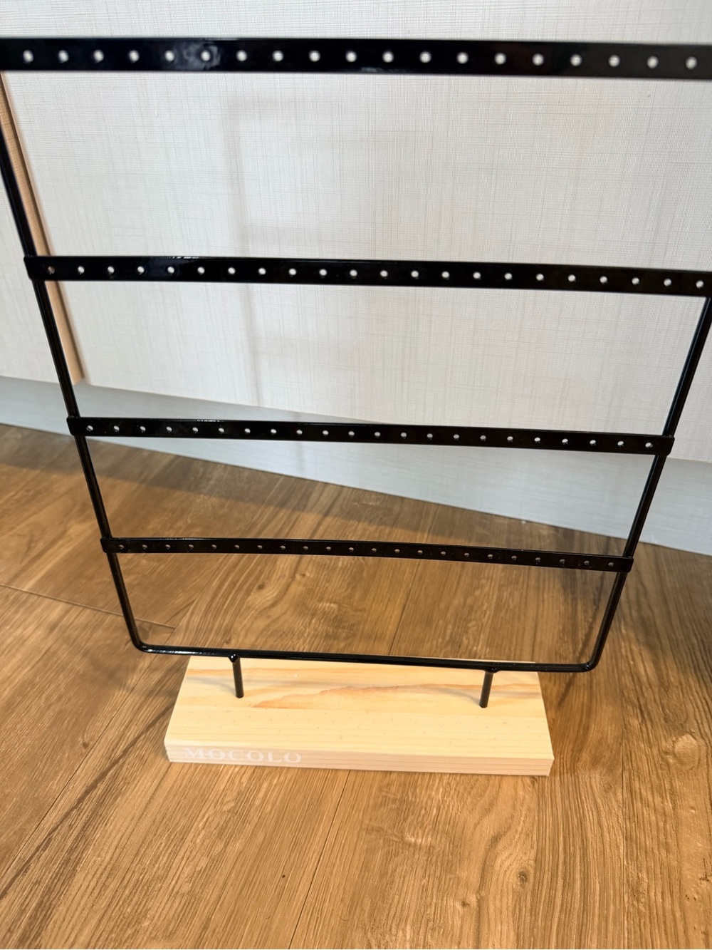 Black & Natural Wood Jewelry Display Stand